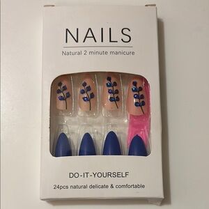 Do-It-Yourself Press-On Nails - Blue and Nude